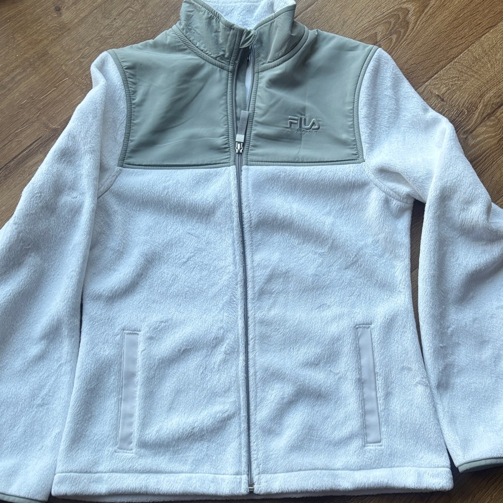 Fila White and Gray Fleece Jacket